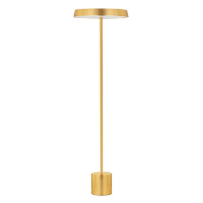 Złota lampa podłogowa Coruna z okrągłym kloszem