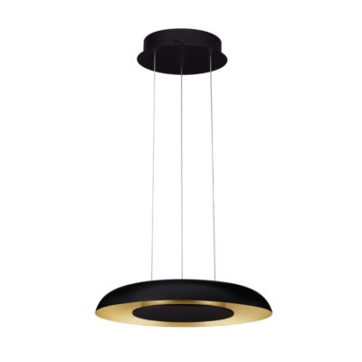 Czarna lampa wisząca Capinota ze złotym wnętrzem klosza