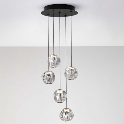 Kaskadowa lampa wisząca Chepen 5 z transparentnymi kloszami