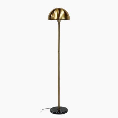 Mosiężna lampa podłogowa Menton z półokrągłym kloszem