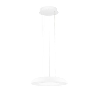 Biała lampa wisząca Batallas na okrągłej podsufitce