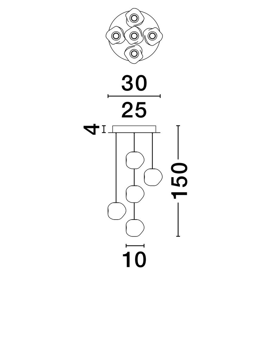 Kaskadowa lampa wisząca Chepen 5 z transparentnymi kloszami