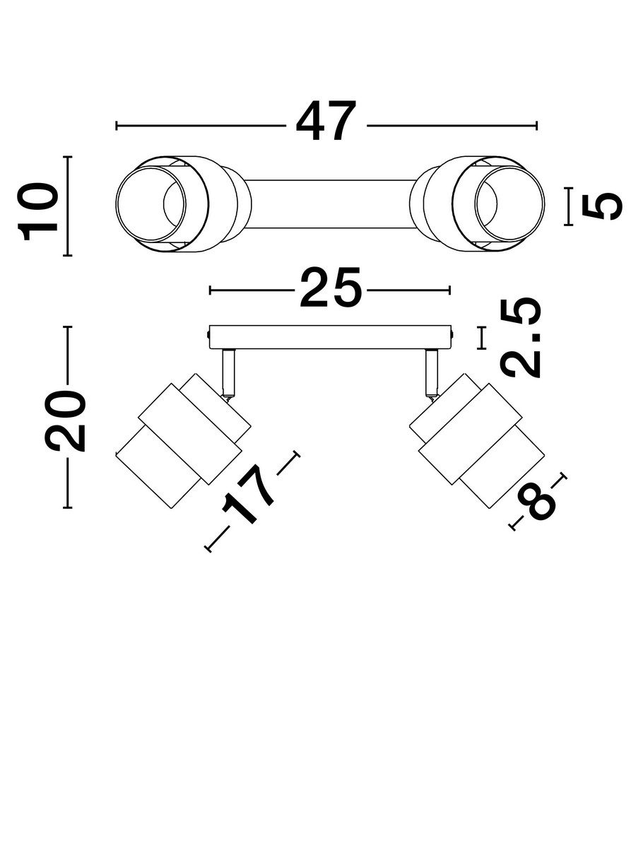 Metalowa lampa sufitowa Vieja 2 na listwie