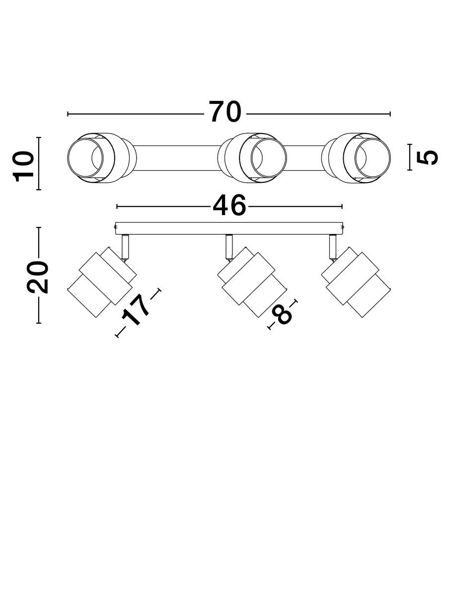 Nowoczesna lampa sufitowa Vieja 3 na czarnym stelażu