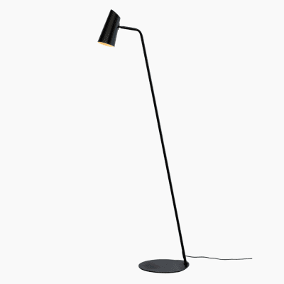 Czarna lampa podłogowa Pallas z włącznikiem na kloszu