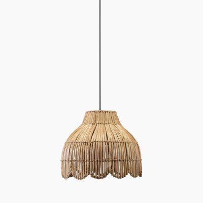 Zewnętrzna lampa wisząca Pia Natural z plecionym kloszem