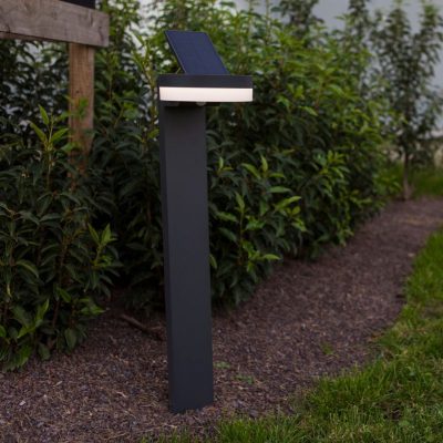 Solarna lampa stojąca Runda z czujnikiem ruchu