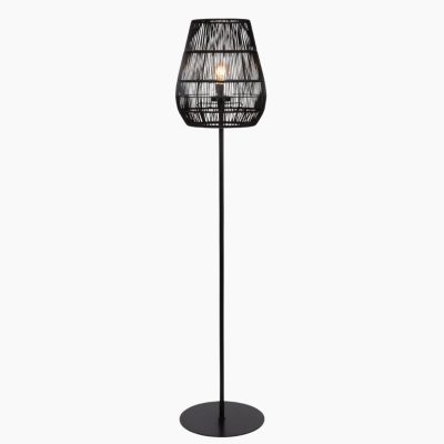 Zewnętrzna lampa stojąca Nerida z plecionym kloszem