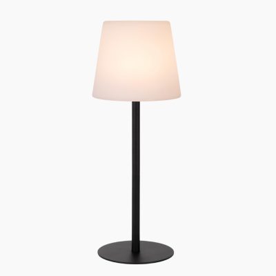 Zewnętrzna lampa stołowa Tyon na czarnej podstawie