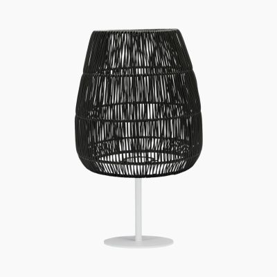 Zewnętrzna lampa stołowa Agnar B z plecionym abażurem