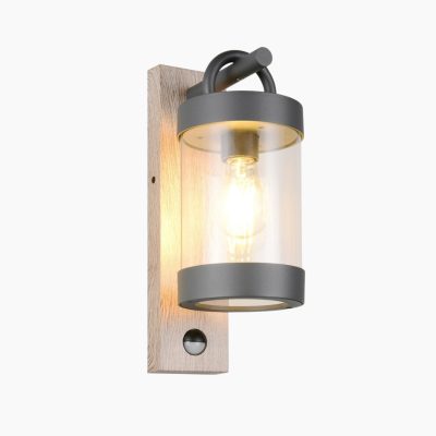 Nowoczesny kinkiet elewacyjny Sambesi z czujnikiem ruchu