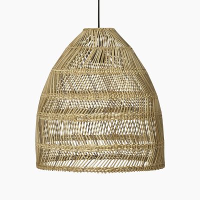 Zewnętrzna lampa wisząca Maja z rattanowym kloszem