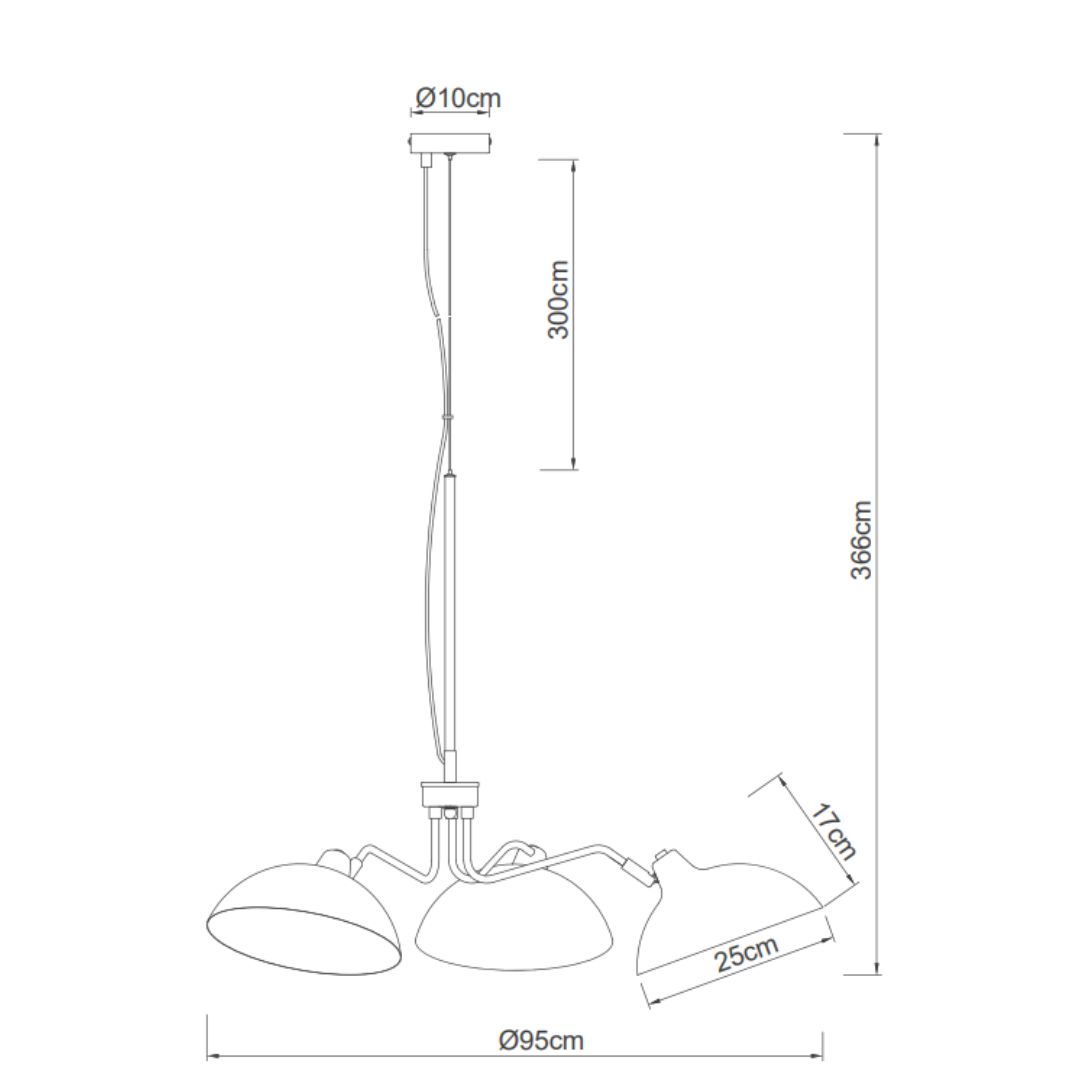 Potrójna lampa wisząca Futura 3 na okrągłej podsufitce