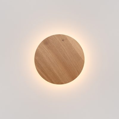 Okrągły kinkiet LED Borgen z drewna