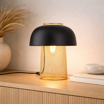 Elegancka lampa stołowa Rupa z drucianą podstawą