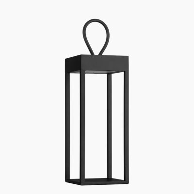 Czarny lampion zewnętrzny Vinto z możliwością ładowania