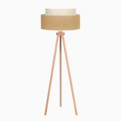 Beżowa lampa podłogowa Yute Boho na trójnogu