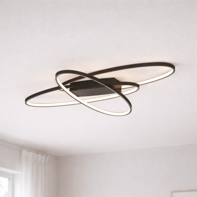 Czarna lampa sufitowa Sicuani LED z unikatowym kloszem