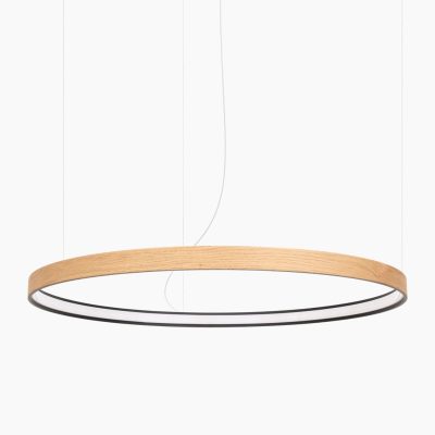 Żyrandol LED z kloszem o strukturze drewna RIO EIK