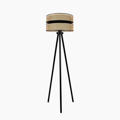 Rattanowa lampa podłogowa Duo na trójnogu