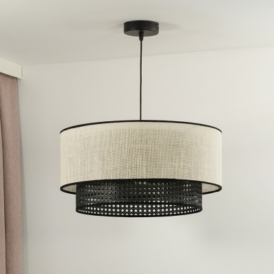 Nowoczesna lampa wisząca Rattan Yute w czarnym kolorze