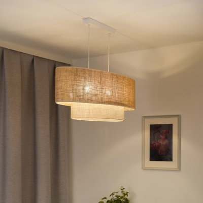 Owalna lampa wisząca Double Oval Yute na białym stelażu