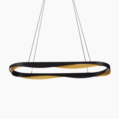 Czarna lampa wisząca Patapo B LED na okrągłej podsufitce