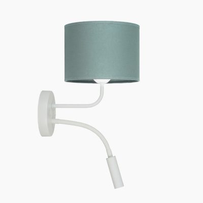 Szałwiowy kinkiet ścienny Hotelove na białym stelażu