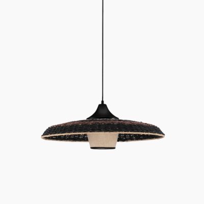 Rattanowa lampa wisząca Huanuni w ciemnym kolorze