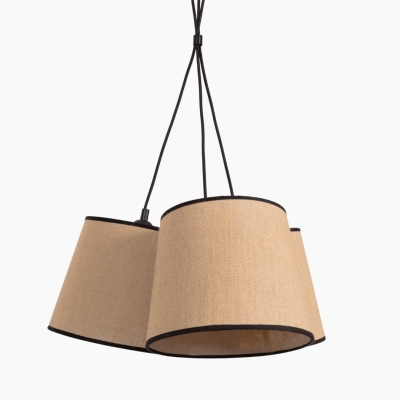 Naturalna lampa wisząca Rossa 3 na czarnym stelażu