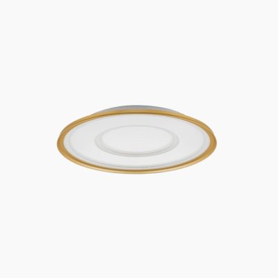 Okrągły plafon sufitowy Hardeman LED ze złotą ramą