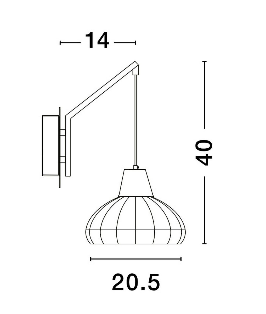 Czarny kinkiet ścienny Tacna z rattanowym kloszem
