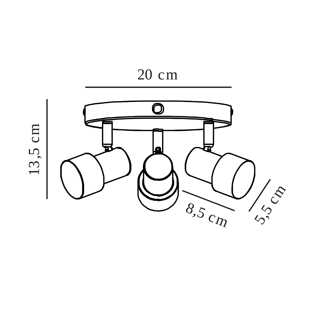 Regulowana lampa sufitowa Boston 3 w czarnym kolorze