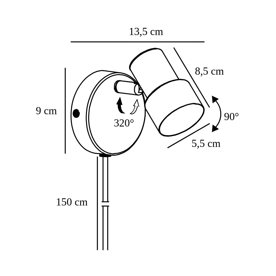 Czarny kinkiet ścienny Boston z regulowanym kloszem