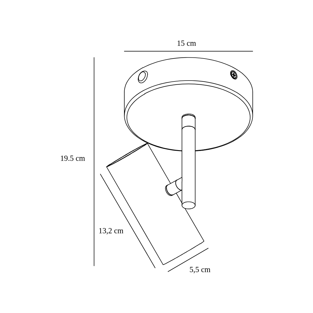 Czarny reflektor sufitowy Jerome wykonany z metalu