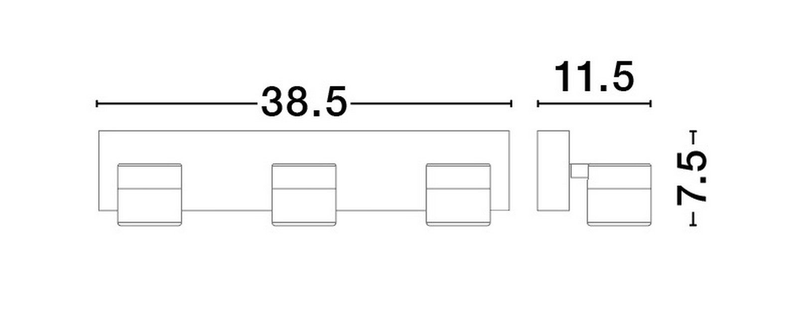 Potrójny kinkiet ścienny Nueva 3 do łazienki