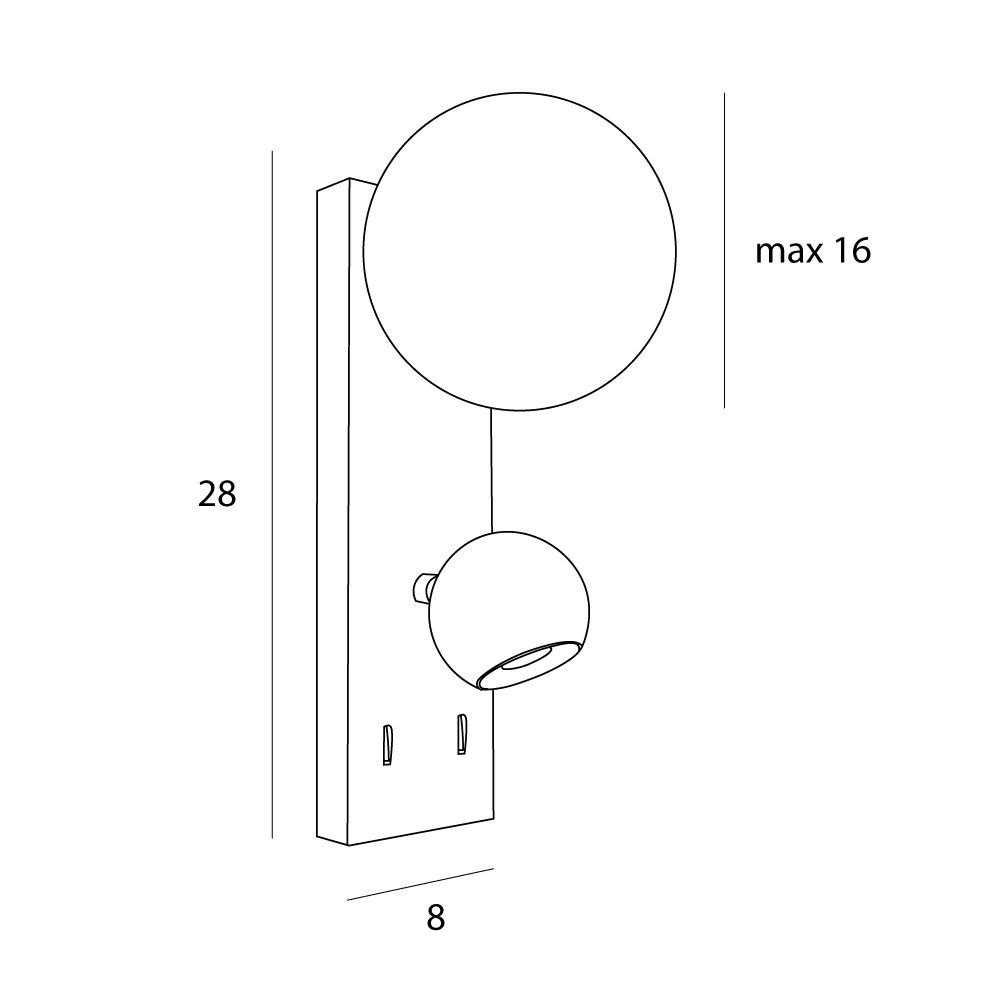 Nowoczesny kinkiet ścienny Atom LED - klosz typu kula