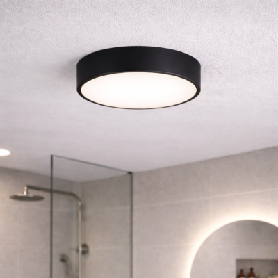 Czarny plafon do łazienki Newa 30 cm, IP54