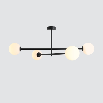 Czarny żyrandol przysufitowy z kulistymi kloszami Dot 4