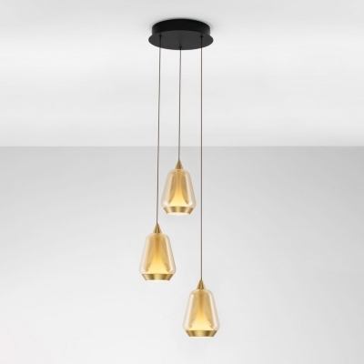 Złota lampa wisząca Rorizno 3 LED na czarnej podsufitce