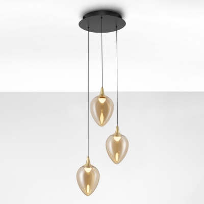 Elegancka lampa wisząca Vazendo 3 ze szklanymi kloszami