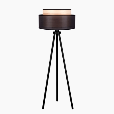 Czarna lampa podłogowa Wood Boho na trójnogu