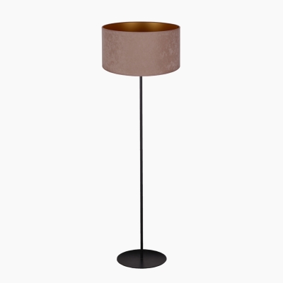 Beżowa lampa podłogowa Golden na czarnym stelażu