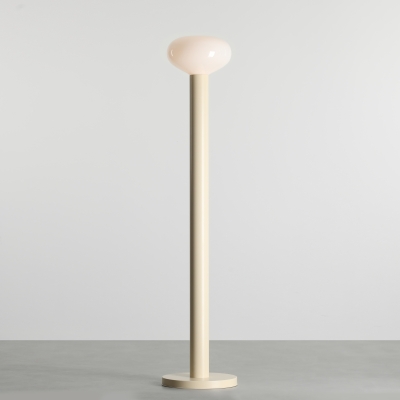 Kremowa lampa stojąca z opalowym kloszem Flo Cream