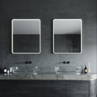 Prostokątne lustro Mirror LED z czarną ramą