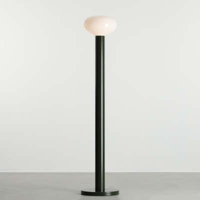 Ciemnozielona lampa podłogowa Flo Moss - szklany klosz