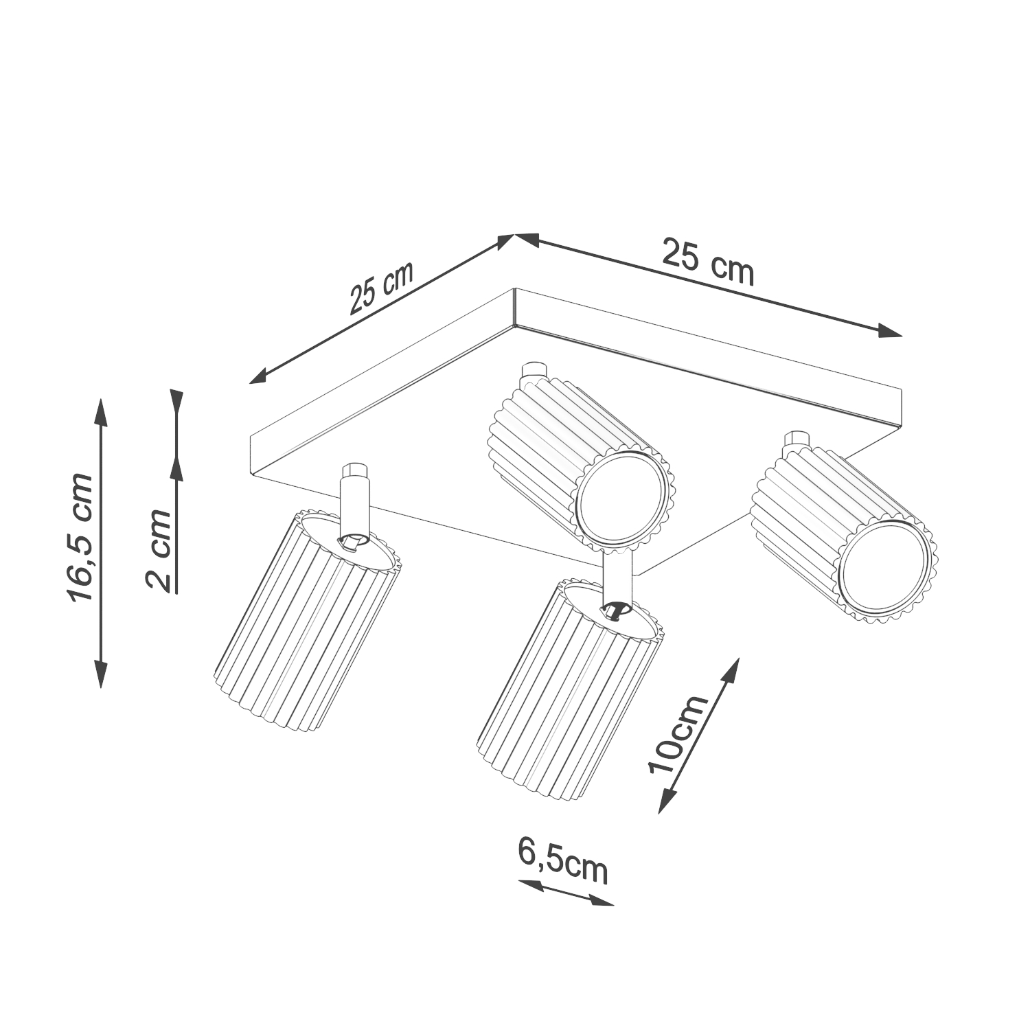 Poczwórna lampa sufitowa Dolkar 4 - karbowane klosze