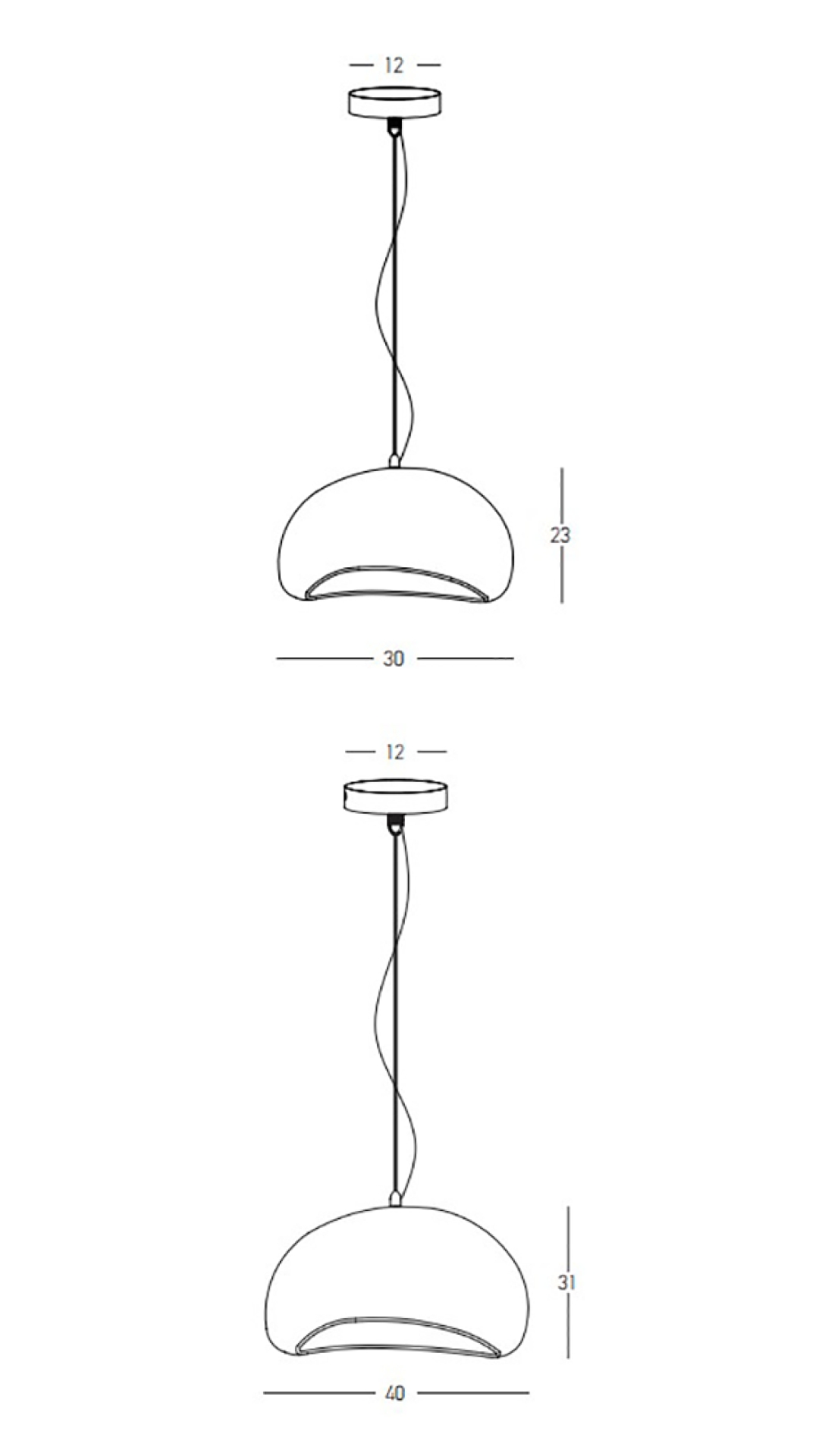 Lampa wisząca z kloszem w kształcie kopuły Raito