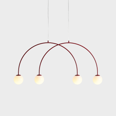 Czerwona lampa wisząca w formie łuków Una 4 S