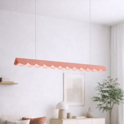 Brzoskwiniowa lampa wisząca Biscuit - falowany klosz